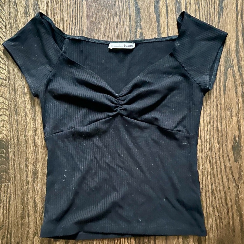 Reformation Crop Top Black Festival, Date Night Size S